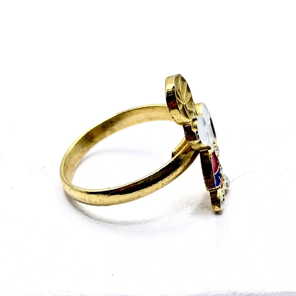Vintage Snoopy Playing Basketball Adjustable Ring in Gold Tone